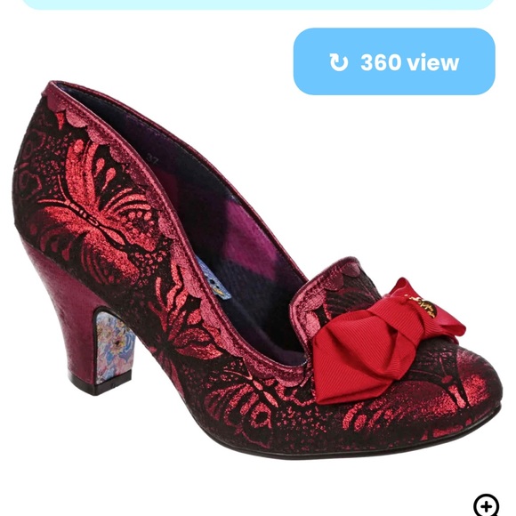 EU40 WIDE width Irregular Choice Kanjanka red metallic butterfly heels NWT/box - Picture 5 of 6